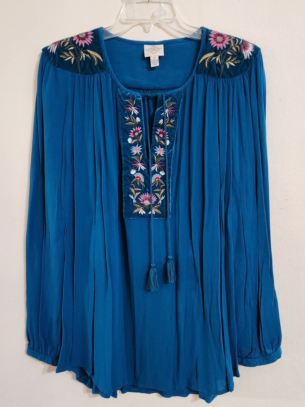 St. John's Bay Bright Blue Rayon Top